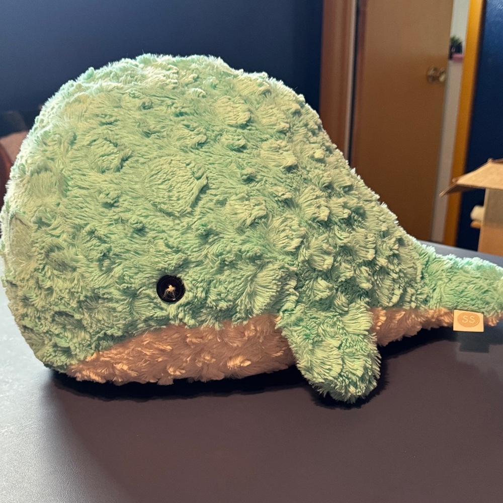 Plush Whale Stuffed Animal - Light Blue and White